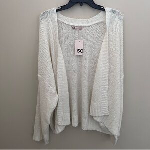 SO Women’s Plus Size Open Front Ivory Off White Sweater Cardigan